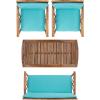 SAFAVIEH Outdoor Collection Fontana Natural/Aqua Cushion 4-Piece Conversation Patio Set(Natural/Aqua)
