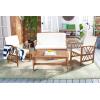 SAFAVIEH Outdoor Collection Fontana Natural/Aqua Cushion 4-Piece Conversation Patio Set(Natural/Beige)