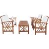 SAFAVIEH Outdoor Collection Fontana Natural/Aqua Cushion 4-Piece Conversation Patio Set(Natural/Beige)