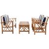 SAFAVIEH Outdoor Collection Fontana Natural/Aqua Cushion 4-Piece Conversation Patio Set(Natural/Beige Thick Stripe)