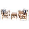 SAFAVIEH Outdoor Collection Fontana Natural/Aqua Cushion 4-Piece Conversation Patio Set(Natural/Beige Thick Stripe)