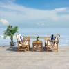 SAFAVIEH Outdoor Collection Fontana Natural/Aqua Cushion 4-Piece Conversation Patio Set(Natural/Beige Thick Stripe)