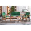 SAFAVIEH Outdoor Collection Fontana Natural/Aqua Cushion 4-Piece Conversation Patio Set(Natural/Green)
