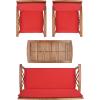 SAFAVIEH Outdoor Collection Fontana Natural/Aqua Cushion 4-Piece Conversation Patio Set(Natural/Red)