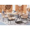 SAFAVIEH Outdoor Collection Genser Natural Rattan/Beige Cushion 7-Piece Patio Backyard Dining Set