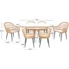 SAFAVIEH Outdoor Collection Genser Natural Rattan/Beige Cushion 7-Piece Patio Backyard Dining Set