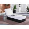 SAFAVIEH Outdoor Collection Gillian Tan Rope/White Cushion Chaise Lounge Chair (PAT7527A)(Black / White)