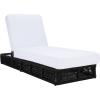 SAFAVIEH Outdoor Collection Gillian Tan Rope/White Cushion Chaise Lounge Chair (PAT7527A)(Black / White)
