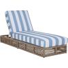 SAFAVIEH Outdoor Collection Gillian Tan Rope/White Cushion Chaise Lounge Chair (PAT7527A)(Heather Tan/Baby Blue Stripe)
