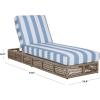 SAFAVIEH Outdoor Collection Gillian Tan Rope/White Cushion Chaise Lounge Chair (PAT7527A)(Heather Tan/Baby Blue Stripe)