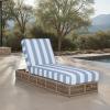 SAFAVIEH Outdoor Collection Gillian Tan Rope/White Cushion Chaise Lounge Chair (PAT7527A)(Heather Tan/Baby Blue Stripe)