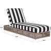 SAFAVIEH Outdoor Collection Gillian Tan Rope/White Cushion Chaise Lounge Chair (PAT7527A)(Heather Tan/Black Striped)