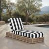 SAFAVIEH Outdoor Collection Gillian Tan Rope/White Cushion Chaise Lounge Chair (PAT7527A)(Heather Tan/Black Striped)