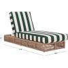 SAFAVIEH Outdoor Collection Gillian Tan Rope/White Cushion Chaise Lounge Chair (PAT7527A)(Heather Tan/Hunter Green Stripe)