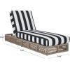 SAFAVIEH Outdoor Collection Gillian Tan Rope/White Cushion Chaise Lounge Chair (PAT7527A)(Heather Tan/Navy Striped)