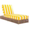 SAFAVIEH Outdoor Collection Gillian Tan Rope/White Cushion Chaise Lounge Chair (PAT7527A)(Heather Tan/Yellow Stripe)