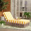 SAFAVIEH Outdoor Collection Gillian Tan Rope/White Cushion Chaise Lounge Chair (PAT7527A)(Heather Tan/Yellow Stripe)