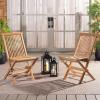 SAFAVIEH Outdoor Collection Holly Natural Solid Wood Teak Folding Chair (Fully Assembled)