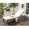 SAFAVIEH Outdoor Collection Inglewood Natural Solid Wood/Navy Cushion Adjustable Chaise Lounge Chair (PAT6723B)(Ash Grey / Beige)