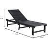 SAFAVIEH Outdoor Collection Inglewood Natural Solid Wood/Navy Cushion Adjustable Chaise Lounge Chair (PAT6723B)(Dark Slate Gray / Beige)