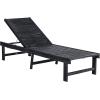 SAFAVIEH Outdoor Collection Inglewood Natural Solid Wood/Navy Cushion Adjustable Chaise Lounge Chair (PAT6723B)(Dark Slate Gray / Beige)