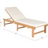 SAFAVIEH Outdoor Collection Inglewood Natural Solid Wood/Navy Cushion Adjustable Chaise Lounge Chair (PAT6723B)(Natural / Beige)