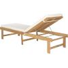 SAFAVIEH Outdoor Collection Inglewood Natural Solid Wood/Navy Cushion Adjustable Chaise Lounge Chair (PAT6723B)(Natural / Beige)