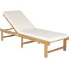 SAFAVIEH Outdoor Collection Inglewood Natural Solid Wood/Navy Cushion Adjustable Chaise Lounge Chair (PAT6723B)(Natural / Beige)