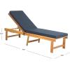 SAFAVIEH Outdoor Collection Inglewood Natural Solid Wood/Navy Cushion Adjustable Chaise Lounge Chair (PAT6723B)(Natural / Navy)