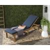 SAFAVIEH Outdoor Collection Inglewood Natural Solid Wood/Navy Cushion Adjustable Chaise Lounge Chair (PAT6723B)(Natural / Navy)