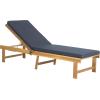 SAFAVIEH Outdoor Collection Inglewood Natural Solid Wood/Navy Cushion Adjustable Chaise Lounge Chair (PAT6723B)(Natural / Navy)