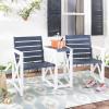 SAFAVIEH Outdoor Collection Jovanna White and Ash Grey Two Seat Bench(Dark Slate Gray / White)