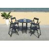 SAFAVIEH Outdoor Collection Kerman Grey Wash 5-Piece Foldable Patio Dining Set (Fully Assembled)(Black)