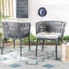 SAFAVIEH Outdoor Collection Kiyan Grey Rope Chair (Set of 2)
