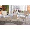 SAFAVIEH Outdoor Collection Laban Natural/White Cushion 3-Piece Bistro Set PAT7718D(Beige/White)
