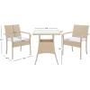SAFAVIEH Outdoor Collection Laban Natural/White Cushion 3-Piece Bistro Set PAT7718D(Beige/White)