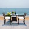 SAFAVIEH Outdoor Collection Laban Natural/White Cushion 3-Piece Bistro Set PAT7718D(Black/White)