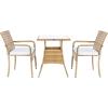 SAFAVIEH Outdoor Collection Laban Natural/White Cushion 3-Piece Bistro Set PAT7718D(Natural/White)
