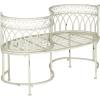 SAFAVIEH Outdoor Collection Lara Victorian Rustic Brown Iron Kissing Bench(Antique White)
