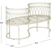 SAFAVIEH Outdoor Collection Lara Victorian Rustic Brown Iron Kissing Bench(Antique White)