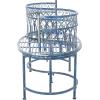 SAFAVIEH Outdoor Collection Lara Victorian Rustic Brown Iron Kissing Bench(Mossy Blue)