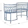 SAFAVIEH Outdoor Collection Lara Victorian Rustic Brown Iron Kissing Bench(Mossy Blue)