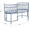 SAFAVIEH Outdoor Collection Lara Victorian Rustic Brown Iron Kissing Bench(Mossy Blue)
