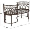 SAFAVIEH Outdoor Collection Lara Victorian Rustic Brown Iron Kissing Bench(Rustic Brown)