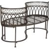 SAFAVIEH Outdoor Collection Lara Victorian Rustic Brown Iron Kissing Bench(Rustic Brown)