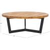SAFAVIEH Outdoor Collection Leo Natural/Black Solid Wood Round Coffee Table(Natural/Black)