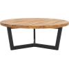 SAFAVIEH Outdoor Collection Leo Natural/Black Solid Wood Round Coffee Table(Natural/Black)