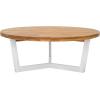 SAFAVIEH Outdoor Collection Leo Natural/Black Solid Wood Round Coffee Table(Natural/White)