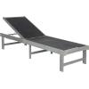 SAFAVIEH Outdoor Collection Manteca Brown Solid Wood/White Texline Fabric Adjustable Chaise Lounge Chair (PAT6708A)(Ash Grey / Black)