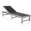 SAFAVIEH Outdoor Collection Manteca Brown Solid Wood/White Texline Fabric Adjustable Chaise Lounge Chair (PAT6708A)(Ash Grey / Black)